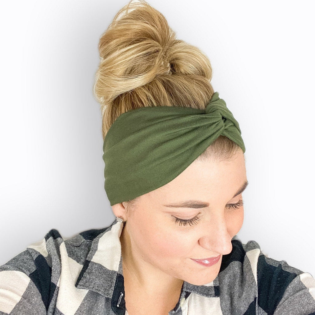 Olive Green Twist Turban Headband