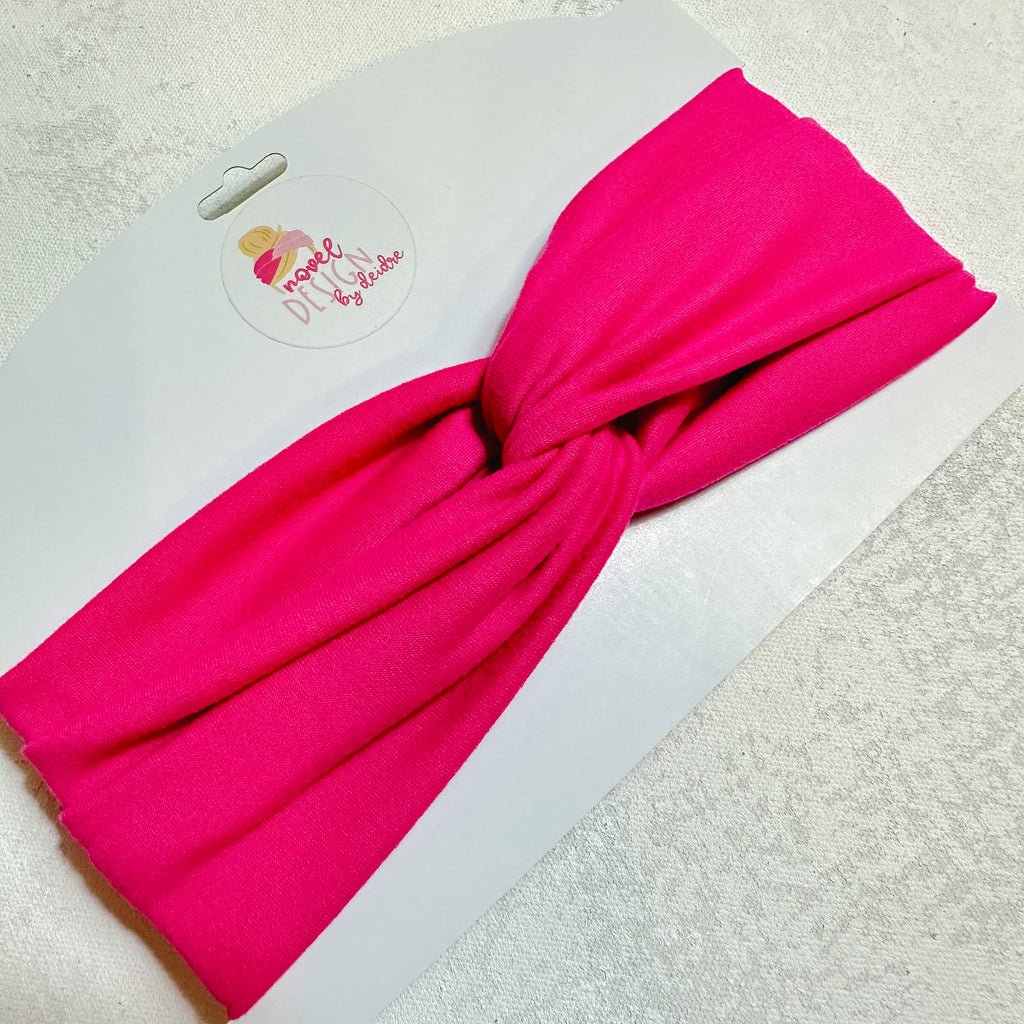 Hot pink turban fabric headband for women.  