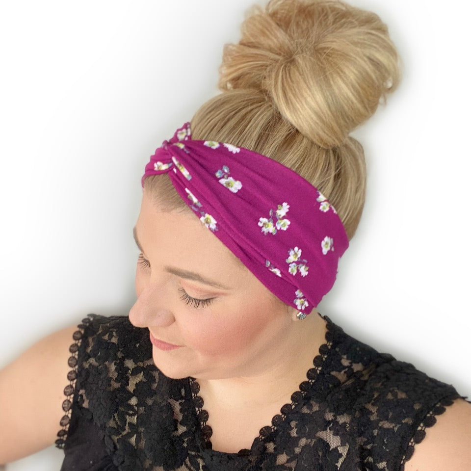 Wine Floral Twist Headband