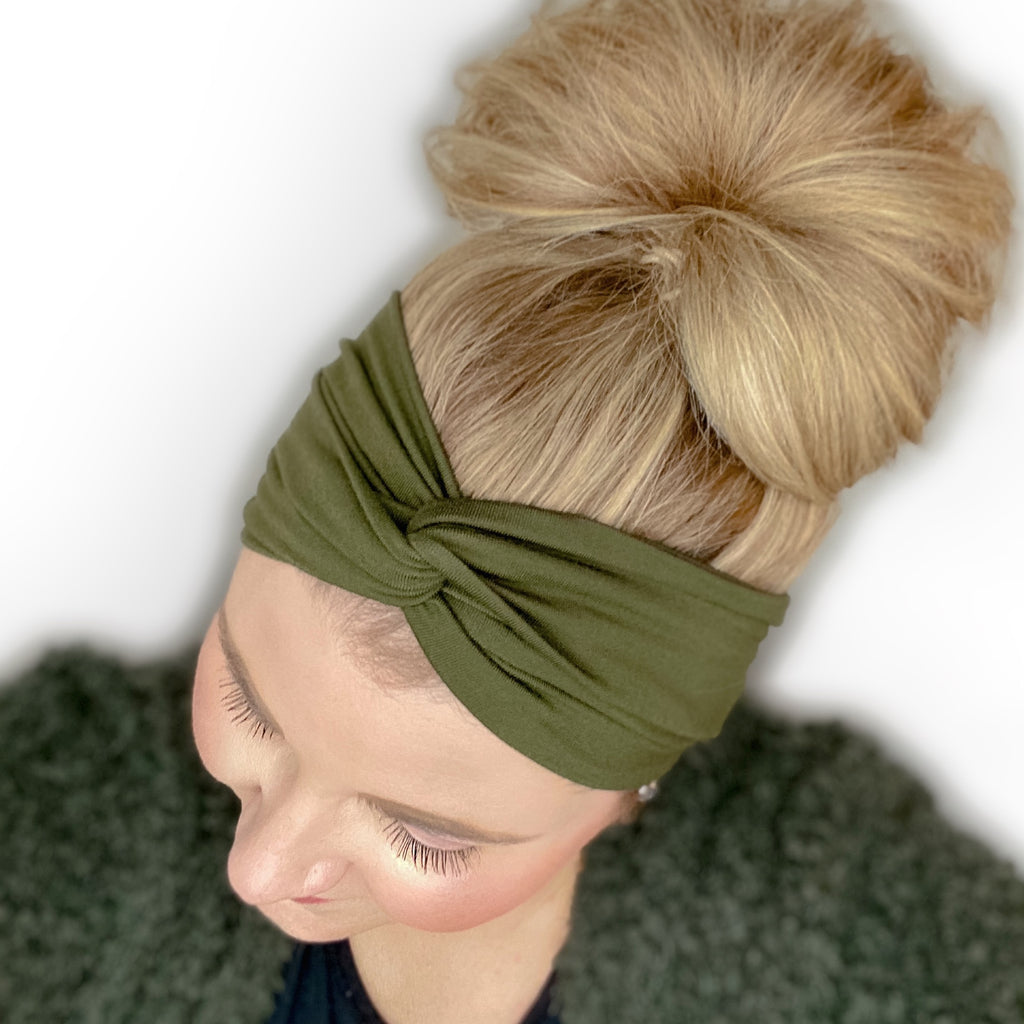 Olive Green Twist Turban Headband