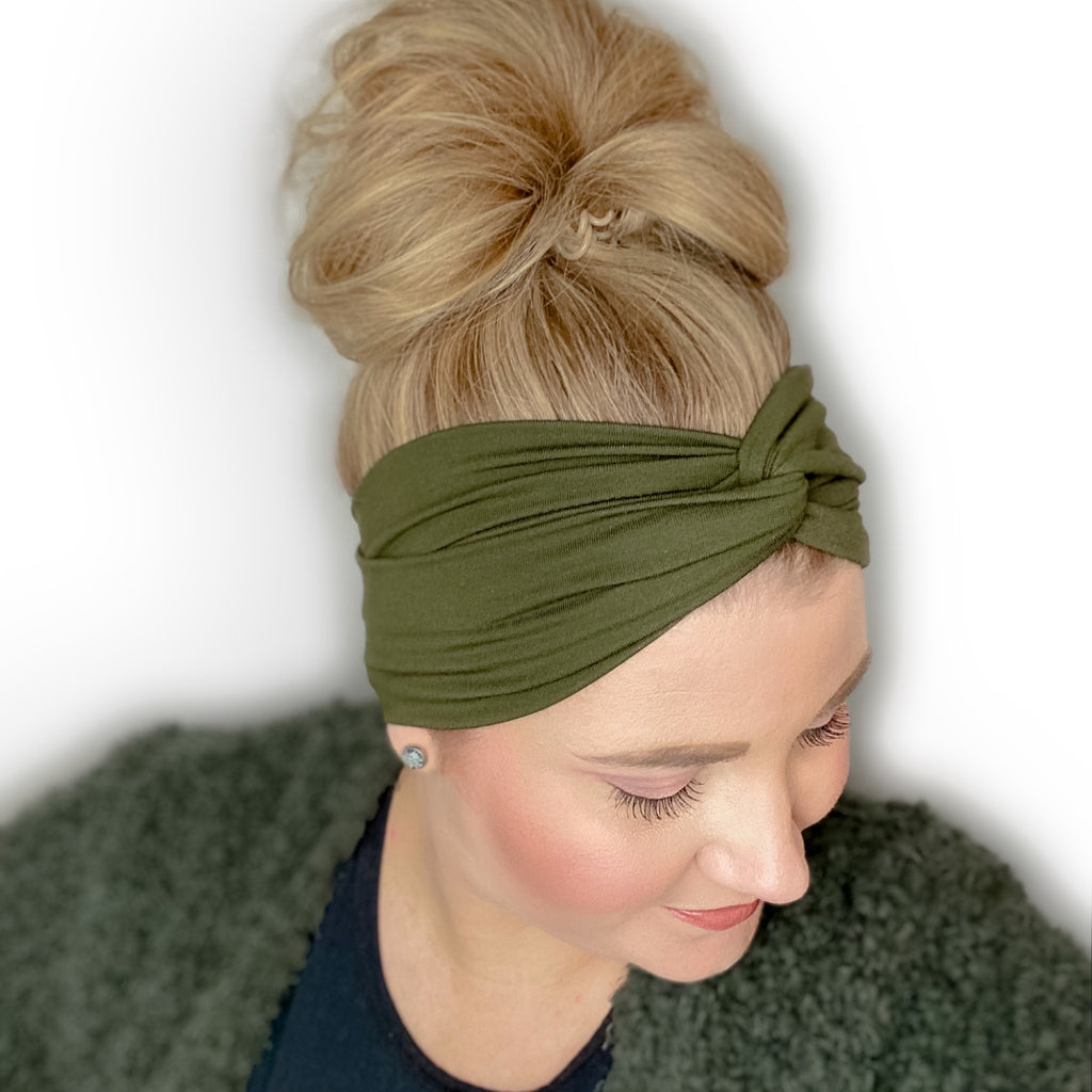 Olive Green Fabric Headband for Women