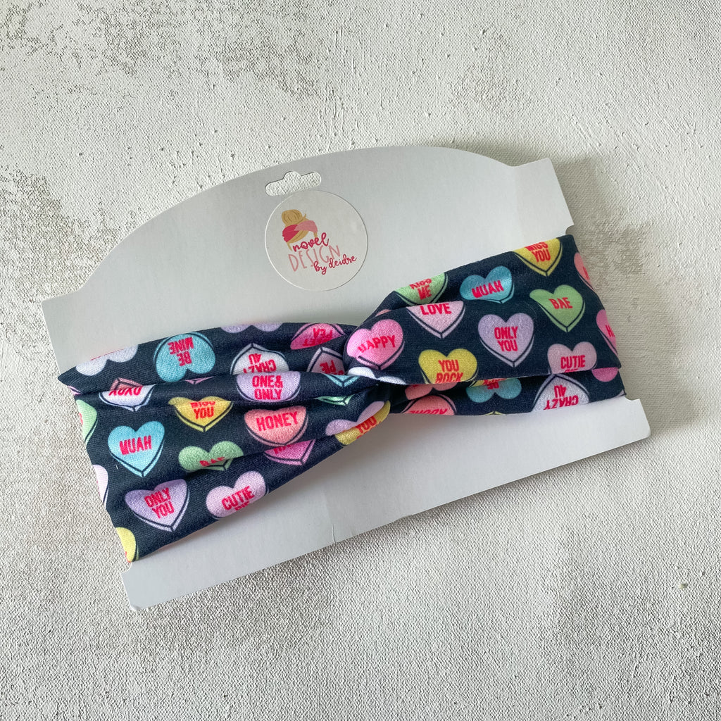Conversation Hearts Twist Turban Headband